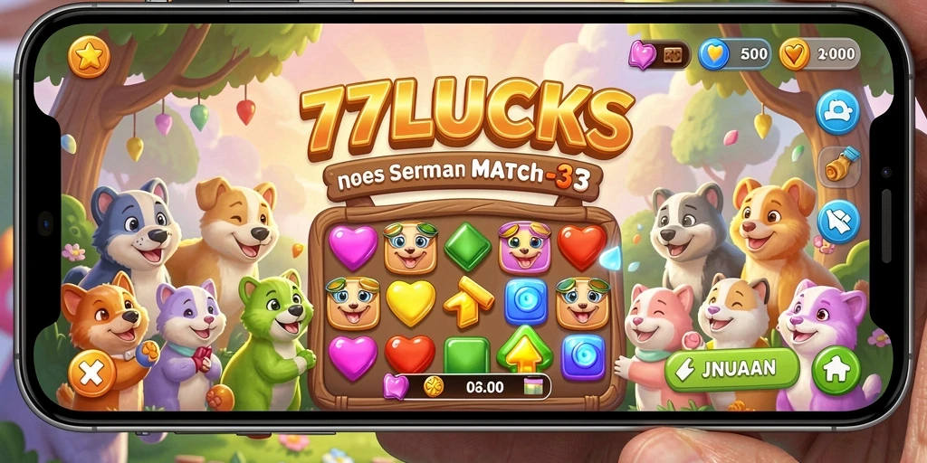 Gameplay seru dari 77LUCKS dengan kombinasi match-3 yang menarik.