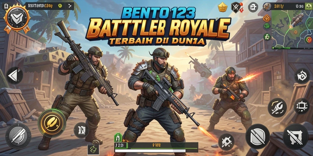 Tampilan gameplay seru BENTO123 di medan pertempuran Battle Royale.