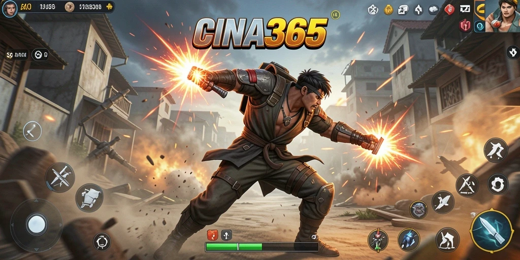 Screenshot CINA365 menampilkan aksi seru dalam pertempuran karakter.