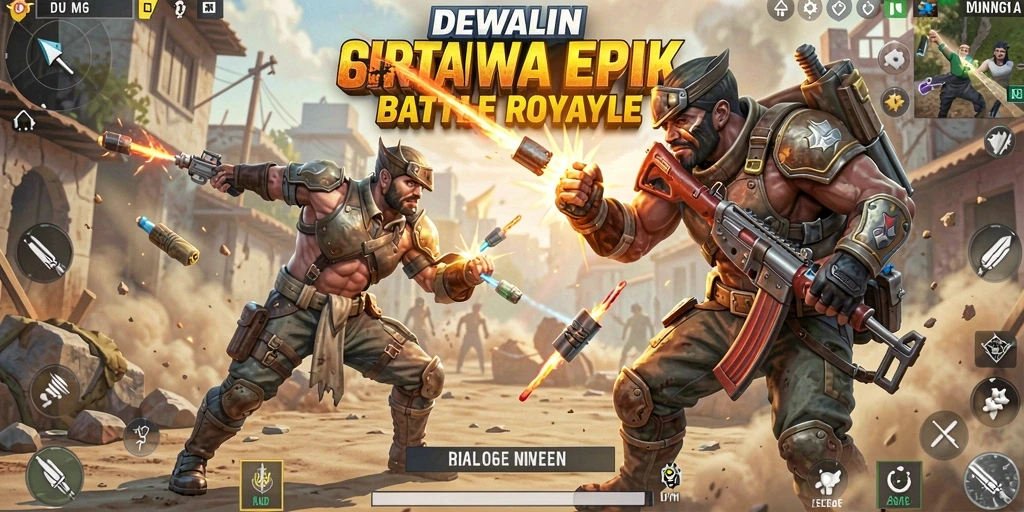 Tampilan dinamis gameplay seru DEWALIN di arena Battle Royale.