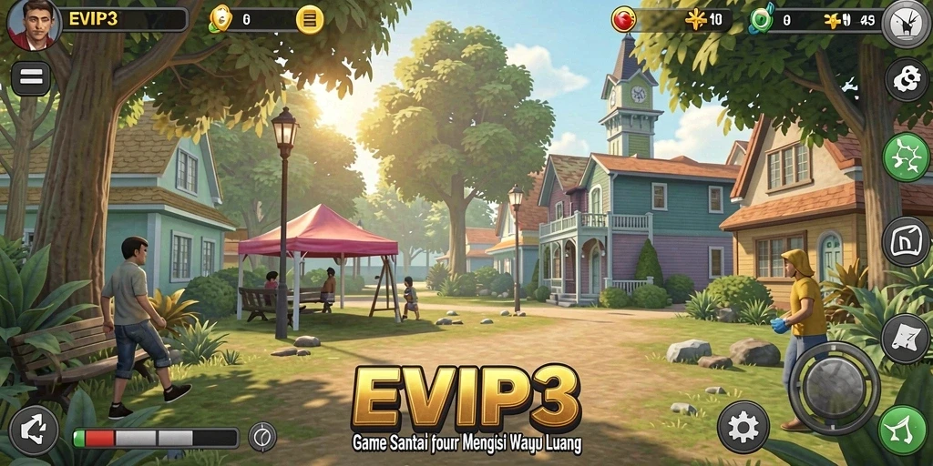 Tampilan gameplay menarik dari EVIP3 dengan warna cerah.