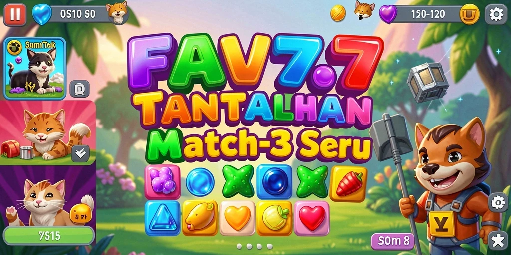 Tampilan gameplay menarik dari permainan Match-3 FAV77.