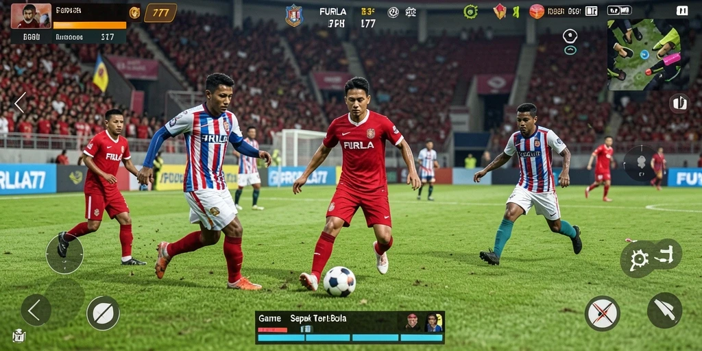 Tampilan gameplay FURLA77 yang menarik dengan aksi sepak bola seru.