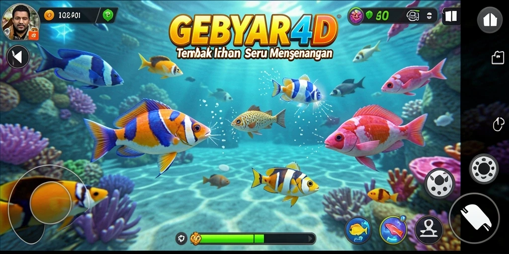 Tampilan gameplay GEBYAR4D yang menegangkan saat mengejar ikan besar.