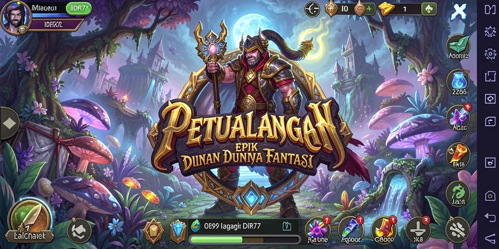 Tampilan gameplay <strong>IDR77</strong> menampilkan pertarungan seru dalam dunia fantasi.