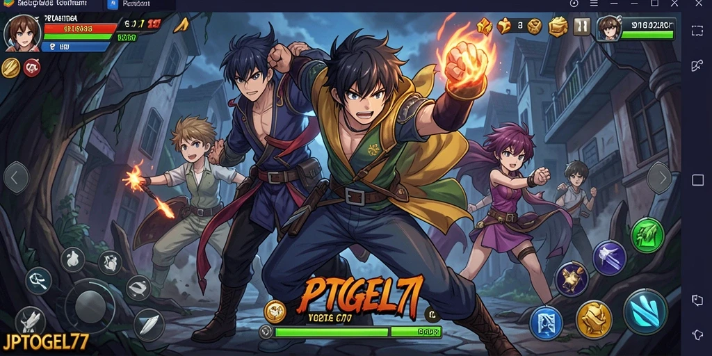 Screenshot gameplay JPTOGEL77 yang menampilkan karakter anime dalam aksi.
