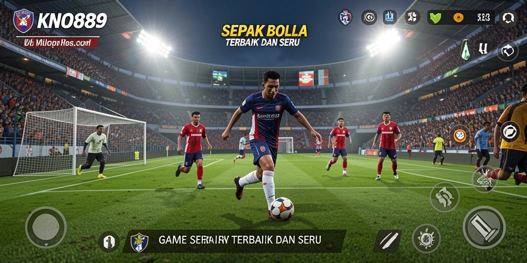 Screenshot KNO89 menampilkan aksi pertarungan di lapangan sepak bola.