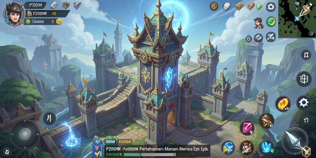 Tampilan gameplay P200M dengan pertahanan menara yang strategis.