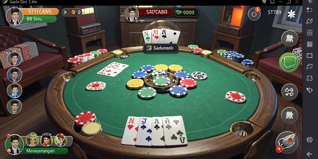 Tampilan gameplay seru ST789 yang menampilkan permainan Gaple.