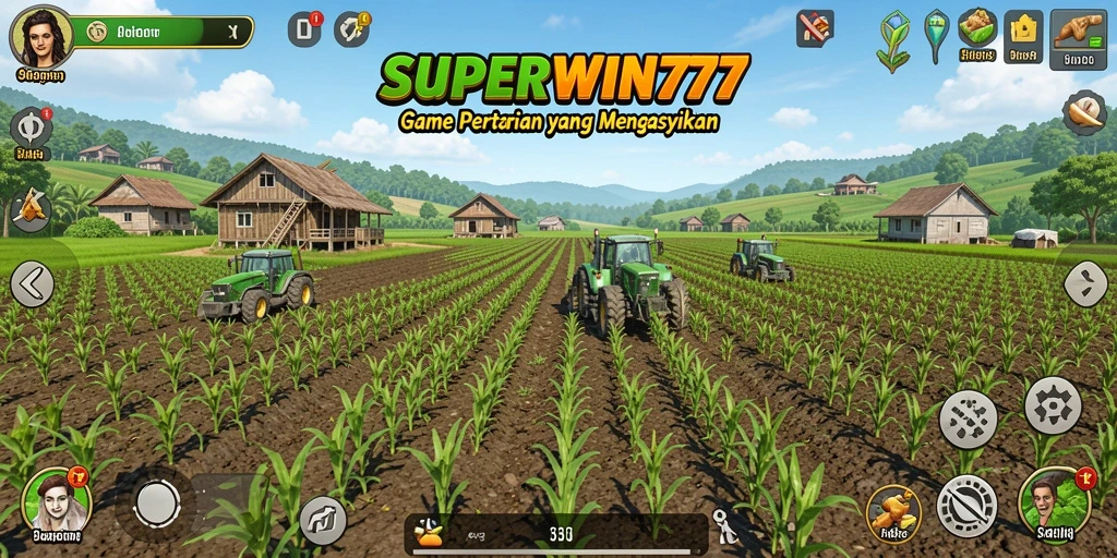 Screenshot gameplay SUPERWIN777 dengan aktivitas pertanian yang menyenangkan.