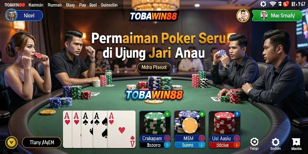 Screenshot utama TOBAWIN88 dengan gameplay Poker yang seru.