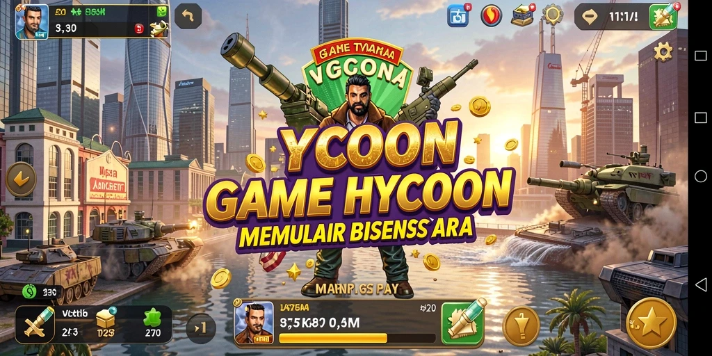 Tampilan gameplay V21 yang menarik saat membangun bisnis Tycoon.