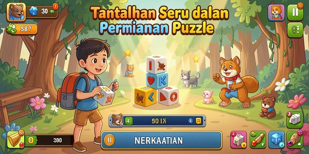 Tampilan gameplay V87 yang menarik dengan beragam teka-teki.