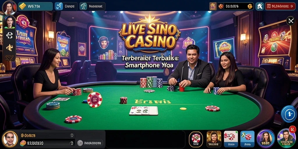 Screenshot gameplay menunjukkan dealer langsung di W67 yang sedang beraksi.
